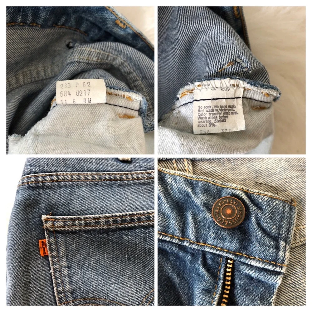 Vintage 70s Levis 684 Orange Tab Bell Bottom Super Flare Jeans - Picture 5 of 14